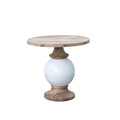 Round Mango Wood and Metal Pedestal Table