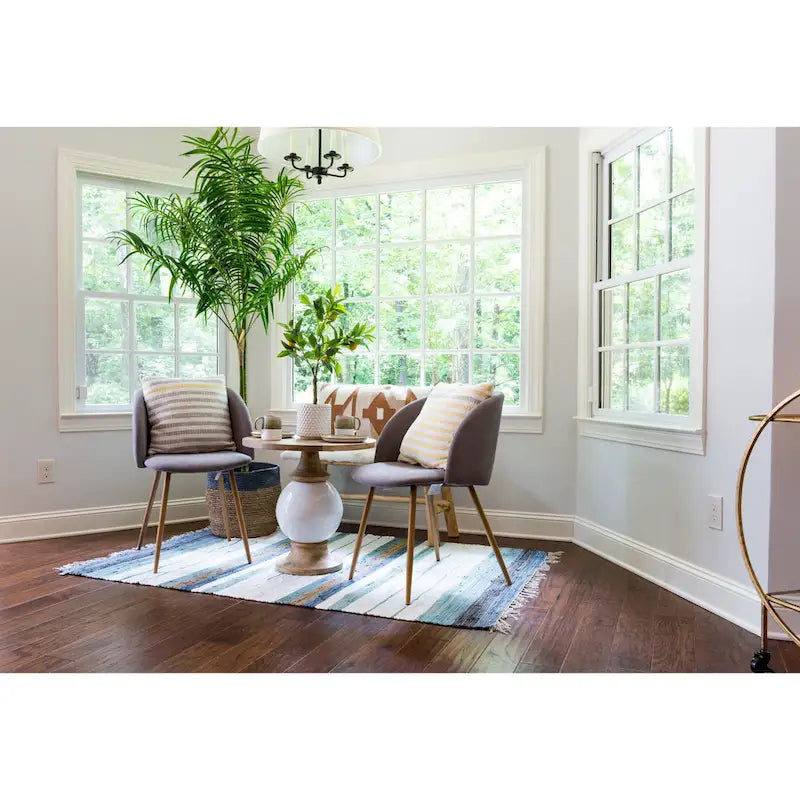 Round Mango Wood and Metal Pedestal Table