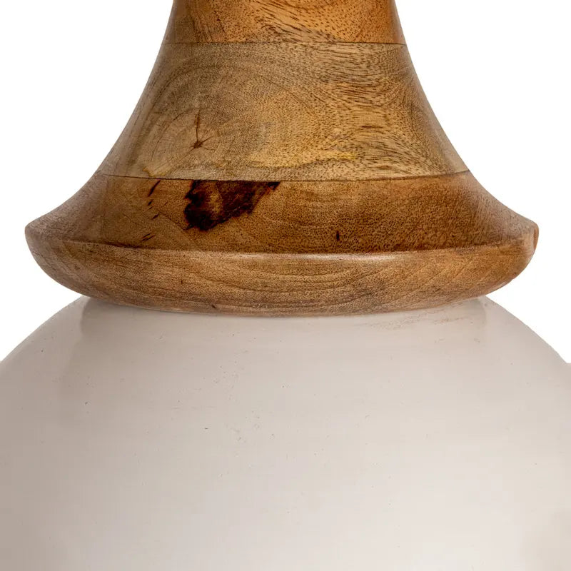 Round Mango Wood and Metal Pedestal Table