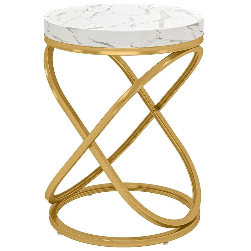 Round End Side Table with Metal Frame for Living RoomSet of 2) - 2PCS