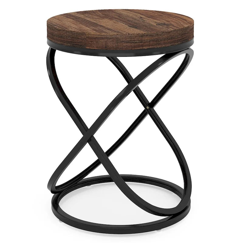 Round End Side Table with Metal Frame for Living RoomSet of 2) - 2PCS