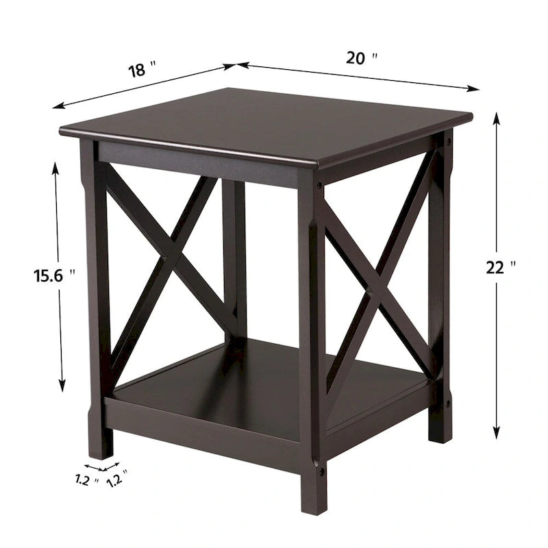 Yaheetech X Design Wood Coffee Side End Table with Storage Shelf