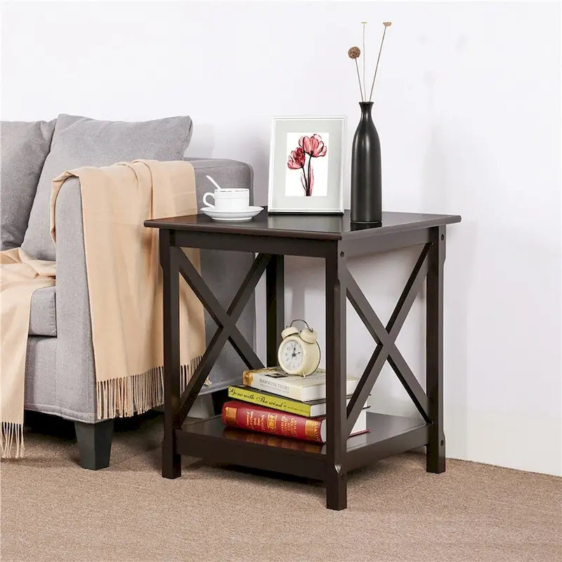 Yaheetech X Design Wood Coffee Side End Table with Storage Shelf