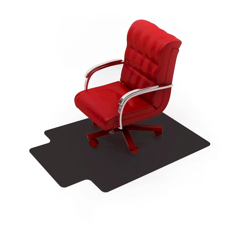 Black Vinyl Lipped Chair Mat for Hard Floor - 45 x 53