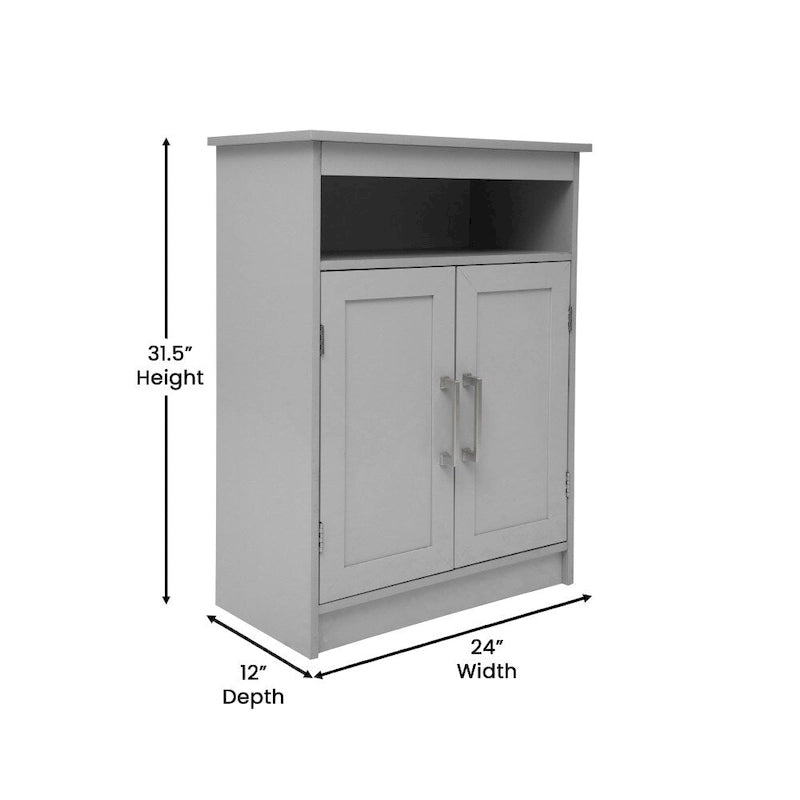 Modern Bathroom Storage Cabinet with Magnetic Close Doors and Shelves